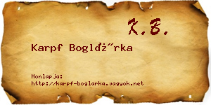 Karpf Boglárka névjegykártya